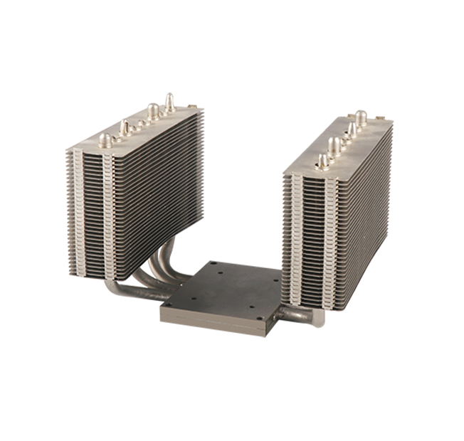 Dual fin group heat pipe combined radiator