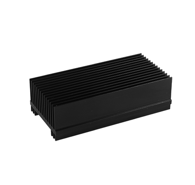 Rectangular black anodized aluminum fin heat sink